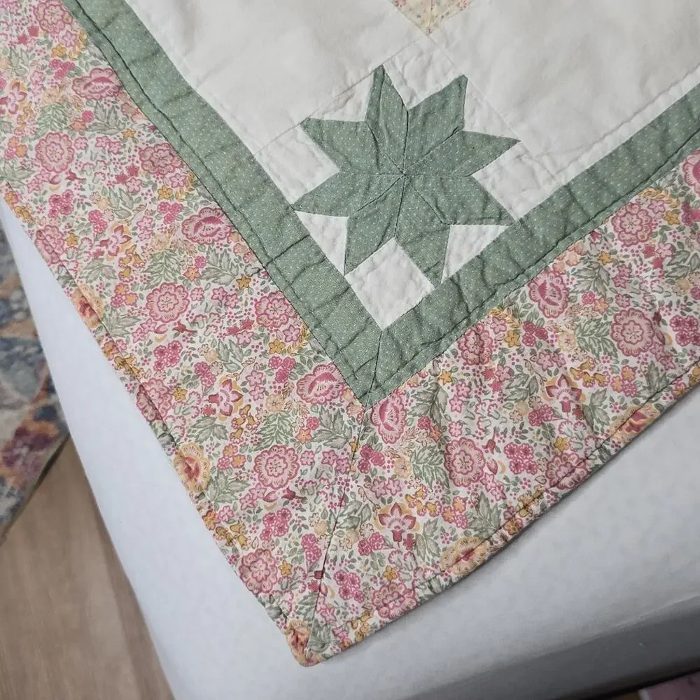 Vintage Lone Star Quilt Patchwork Coverlet 82x82" Cutter READ - Picture 5 of 12